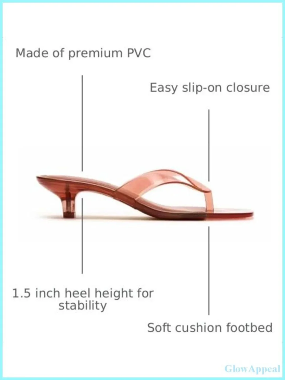 Jelly Thong Heeled Sandals for Women Clear Low Kitten Heels Mules Comfortable
